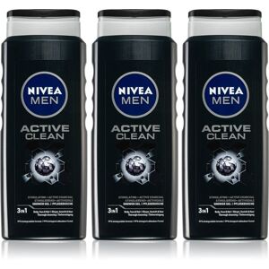 Nivea Men Active Clean sprchový gel pro muže 3 x 500 ml (výhodné balení)
