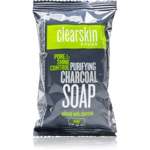 Avon Clearskin Pore & Shine Control čisticí mýdlo na obličej s aktivním uhlím 75 g