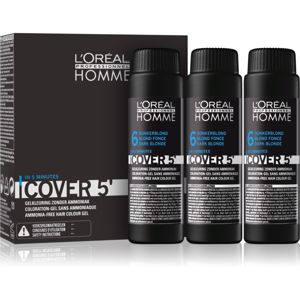 L’Oréal Professionnel Homme Cover 5' tónovací barva na vlasy 3 ks odstín 6 Dark Blond 3x50 ml
