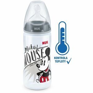 NUK First Choice Mickey Mouse kojenecká láhev 6m+ Grey 300 ml
