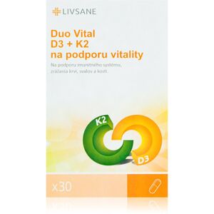 LIVSANE Duo Vital D3 + K2 tobolky pro podporu imunity, snížení míry únavy a vyčerpání 30 tbl