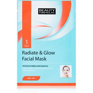 Beauty Formulas Clear Skin Radiate & Glow rozjasňující pleťová maska pro regeneraci pokožky 1 ks