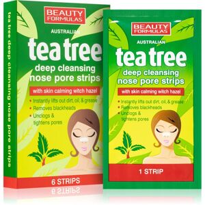 Beauty Formulas Tea Tree čisticí náplast na zanešené póry na nose 6 ks