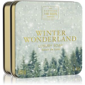 Scottish Fine Soaps Winter Wonderland Luxury Soap luxusní tuhé mýdlo v plechovce Cinnamon, Dried Fruits & Vanilla 100 g