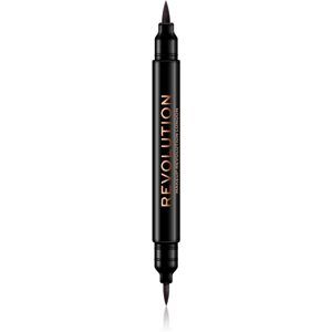 Makeup Revolution Thick And Thin Dual oboustranná tužka na oči odstín Black 1 ml