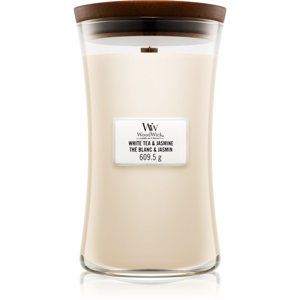 Woodwick White Tea & Jasmin vonná svíčka 609,5 g s dřevěným knotem