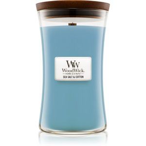 Woodwick Sea Salt & Cotton vonná svíčka s dřevěným knotem 609.5 g