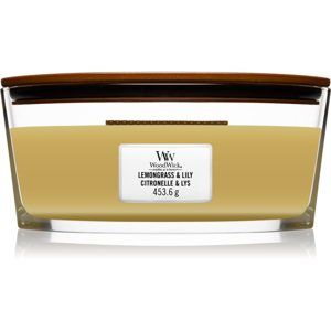 Woodwick Lemongrass & Lily vonná svíčka s dřevěným knotem (hearthwick) 453.6 g
