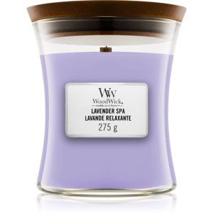 Woodwick Lavender Spa vonná svíčka s dřevěným knotem 275 g