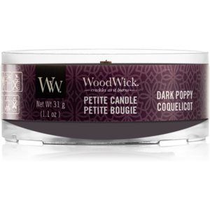 Woodwick Dark Poppy votivní svíčka s dřevěným knotem 31 g