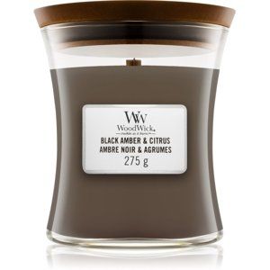 Woodwick Black Amber & Citrus vonná svíčka 275 g střední