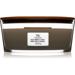 Woodwick Black Amber & Citrus vonná svíčka 453,6 g s dřevěným knotem (