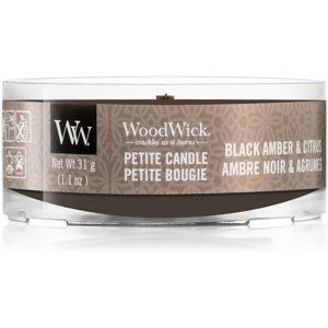 Woodwick Black Amber & Citrus votivní svíčka s dřevěným knotem 31 g