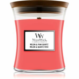 Woodwick Melon & Pink Quarz vonná svíčka s dřevěným knotem 85 g