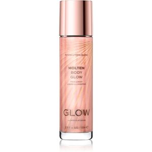 Makeup Revolution Glow Molten tekutý rozjasňovač na obličej a tělo odstín Rose Gold 100 ml