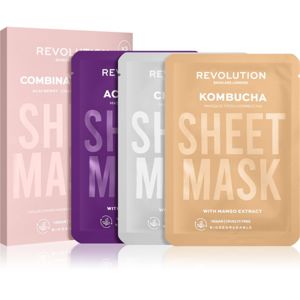 Revolution Skincare Biodegradable Combination Skin sada plátýnkových masek (pro podrážděnou a mastnou pleť s nadměrným olupováním)