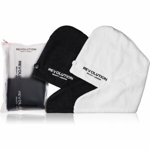 Revolution Haircare Microfibre Hair Wraps ručník na vlasy odstín Black/White 2 ks