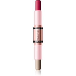 Makeup Revolution Blush & Highlight krémová tvářenka a rozjasňovač v tyčince odstín Mauve Glow 2x4,3 g