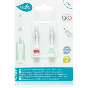Nuvita Sonic Clean&Care Replacement Brush Heads náhradní hlavice pro sonický bateriový zubní kartáček pro miminka Sonic Clean&Care Small Red/Green 3 m