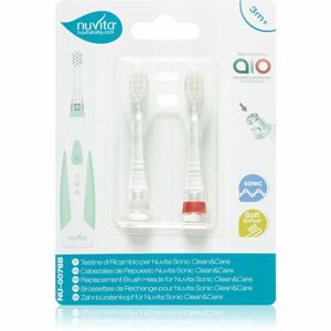 Nuvita Sonic Clean&Care Replacement Brush Heads náhradní hlavice pro sonický bateriový zubní kartáček pro miminka Sonic Clean&Care Medium Red/White 2