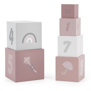 Label Label Stacking Blocks kostky ze dřeva Pink 18m+ 6 ks