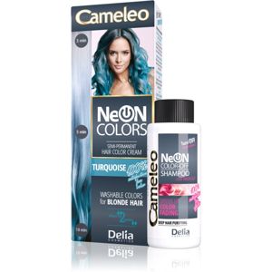 Delia Cosmetics Cameleo Neon Colors vymývající se barva pro blond vlasy odstín Turquoise