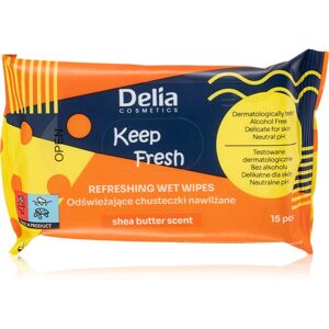 Delia Cosmetics Keep Fresh Shea Butter osvěžující vlhčené ubrousky 15 ks