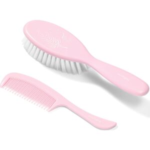BabyOno Take Care Hairbrush and Comb II sada pro děti od narození Pink