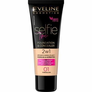 Eveline Cosmetics Selfie Time make-up a korektor 2 v 1 odstín 01 Porcelain 30 ml