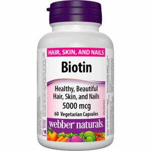 Webber Naturals Biotin 5000 mcg podpora stavu pleti, vlasů a nehtů 60 ks