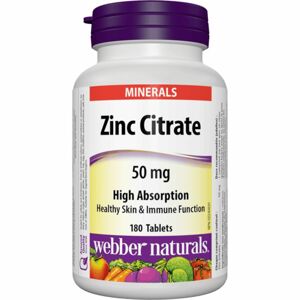 Webber Naturals Zinc Citrate 50 mg podpora správného fungování organismu 180 ks