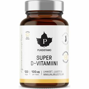 Puhdistamo Super Vitamin D 4000 IU doplněk stravy pro podporu činnosti nervové soustavy 120 ks