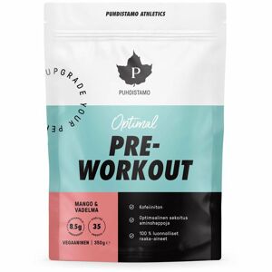 Puhdistamo Optimal Pre-Workout podpora sportovního výkonu bez kofeinu příchuť mango & raspberry 350 g