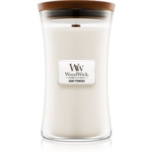 Woodwick Baby Powder vonná svíčka s dřevěným knotem 609,5 g