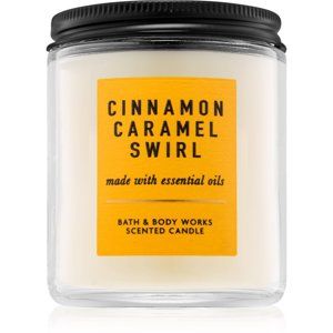 Bath & Body Works Cinnamon Caramel Swirl vonná svíčka s esenciálními oleji I. 198 g