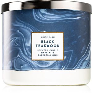Bath & Body Works Black Teakwood vonná svíčka s esenciálními oleji 411 g