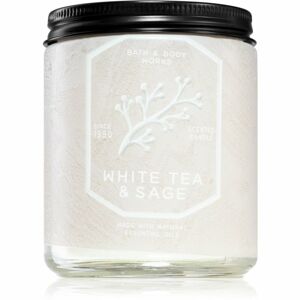 Bath & Body Works White Tea & Sage vonná svíčka s esenciálními oleji 198 g