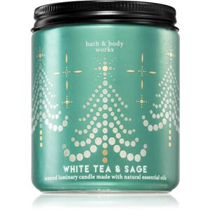 Bath & Body Works White Tea & Sage vonná svíčka s esenciálními oleji II. 198 g
