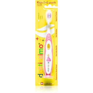 Dentissimo Toothbrushes Kids zubní kartáček pro děti s přísavkou soft odstín Pink 1 ks