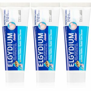 Elgydium Junior with Fluorinol gelová zubní pasta pro děti 2+1 3x50 ml