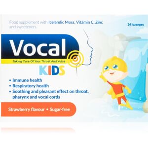 Vocal Vocal Kids měkké pastilky s příchutí Jahody doplněk stravy pro podporu zdraví hlasivek 24 ks