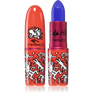 MAC Cosmetics Lipstick Viva Glam X Keith Haring dlouhotrvající rtěnka odstín Canal Blue 3 g