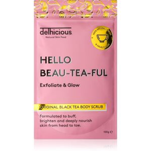delhicious HELLO BEAU-TEA-FUL ORIGINAL BLACK TEA vyhlazující tělový peeling 100 g