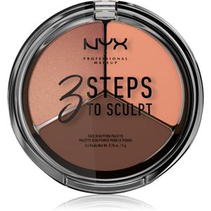 NYX Professional Makeup 3 Steps To Sculpt konturovací paletka odstín 04 Deep 15 g