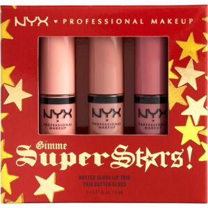 NYX Professional Makeup Gimme SuperStars! Butter Lip Gloss Trio dárková sada na rty odstín 01 - Light Nudes