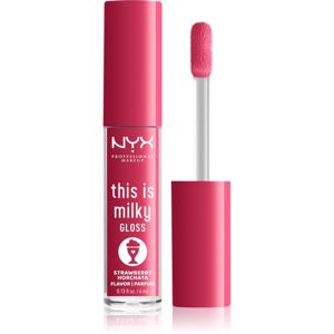 NYX Professional Makeup This is Milky Gloss Milkshakes hydratační lesk na rty s parfemací odstín 10 Strawberry Horchata 4 ml