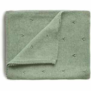 Mushie Knitted Pointelle Baby Blanket pletená deka pro děti Sage 80 x 100cm 1 ks