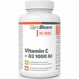 GymBeam Vitamin C + D3 1000 IU podpora imunity 90 ks