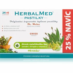 Dr.Weiss HerbalMed pastilky Jitrocel + mateřídouška + lípa + vitamin C pastilky při zánětu v krku a dutině ústní 30 ks