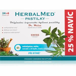 Dr.Weiss HerbalMed pastilky Eukalypt + máta + vitamin C pastilky při zánětu v krku a dutině ústní 30 ks